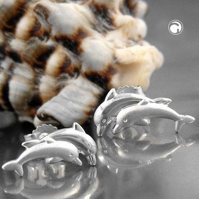 Ohrstecker Ohrring 11x5mm Delfin-Pärchen matt-glänzend Silber 925 Ohrstecker Ohrring 11x5mm Delfin-Pärchen matt-glänzend Silber 925