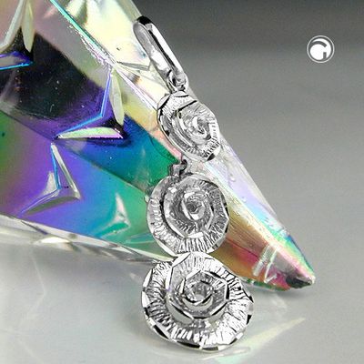 Anhänger 29x10mm 3 Blumen glänzend rhodiniert Silber 925 Anhänger 29x10mm 3 Blumen glänzend rhodiniert Silber 925