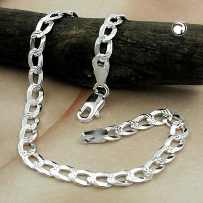 Armband 4,6mm Panzerkette flach mit Muster Silber 925 19cm Armband 4,6mm Panzerkette flach mit Muster Silber 925 19cm