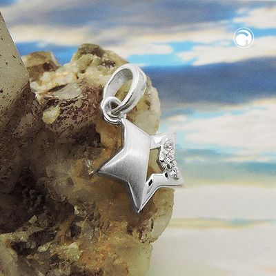 Anhänger 9mm Stern mit Zirkonias matt-glänzend Silber 925 Anhänger 9mm Stern mit Zirkonias matt-glänzend Silber 925