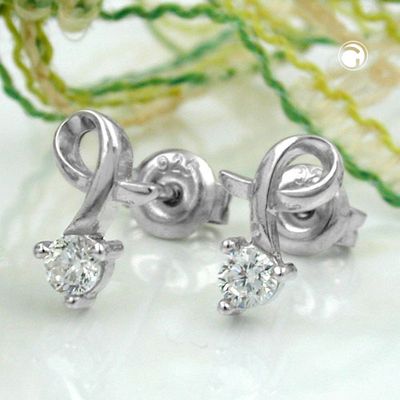 Ohrstecker Ohrring 10x6mm mit Zirkonia gefasst rhodiniert Silber 925 Ohrstecker Ohrring 10x6mm mit Zirkonia gefasst rhodiniert Silber 925
