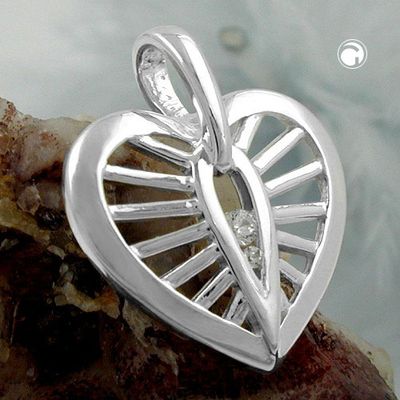 Anhänger 18x16mm Herz mit Zirkonias Silber 925 Anhänger 18x16mm Herz mit Zirkonias Silber 925