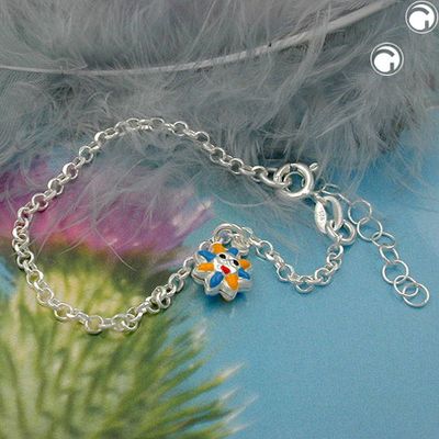 Armband 2,4mm Erbskette Sonne farbig lackiert Silber 925 14cm Armband 2,4mm Erbskette Sonne farbig lackiert Silber 925 14cm