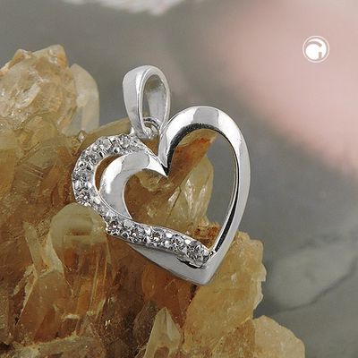 Anhänger 13x13mm Herz mit Zirkonias Silber 925 Anhänger 13x13mm Herz mit Zirkonias Silber 925