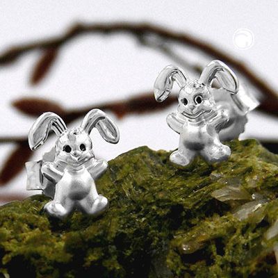 Ohrstecker Ohrring 11x9mm Kinderohrring kleiner Hase matt-glänzend Silber 925 Ohrstecker Ohrring 11x9mm Kinderohrring kleiner Hase matt-glänzend Silber 925