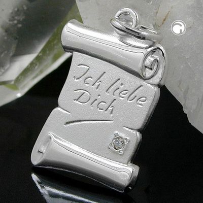 Anhänger 21x14mm Schriftrolle -Ich liebe Dich- Silber 925 Anhänger 21x14mm Schriftrolle -Ich liebe Dich- Silber 925