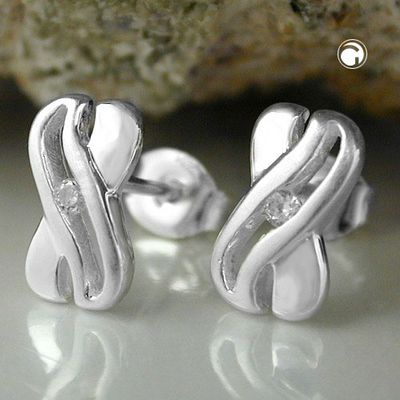 Ohrstecker Ohrring 10x6mm X-Form mit Zirkonia glänzend Silber 925 Ohrstecker Ohrring 10x6mm X-Form mit Zirkonia glänzend Silber 925