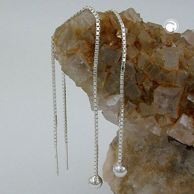 Durchzieher Ohrring Ohrhänger 110x4mm Venzianerkette mit Kugel Silber 925 Durchzieher Ohrring Ohrhänger 110x4mm Venzianerkette mit Kugel Silber 925