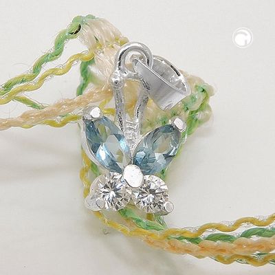 Anhänger 11x9mm Schmetterling Zirkonia weiß und synthetischer Aquamarin Silber 925 Anhänger 11x9mm Schmetterling Zirkonia weiß und synthetischer Aquamarin Silber 925