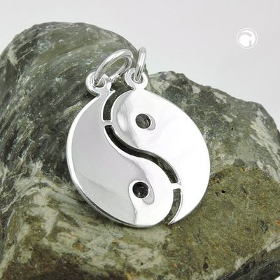 Anhänger 18mm Doppel Yin-Yang glänzend Silber 925 Anhänger 18mm Doppel Yin-Yang glänzend Silber 925