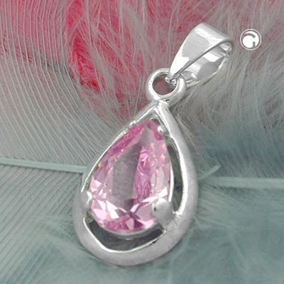 Anhänger 14x8mm Tropfen Zirkonia pink Silber 925 Anhänger 14x8mm Tropfen Zirkonia pink Silber 925