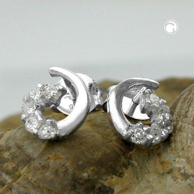 Ohrstecker Ohrring 8x7mm Bogen Spirale mit Zirkonias glänzend Silber 925 Ohrstecker Ohrring 8x7mm Bogen Spirale mit Zirkonias glänzend Silber 925