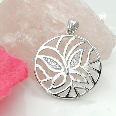 Anhänger 23mm Schmetterling mit Zirkonias glänzend rhodiniert Silber 925 Anhänger 23mm Schmetterling mit Zirkonias glänzend rhodiniert Silber 925