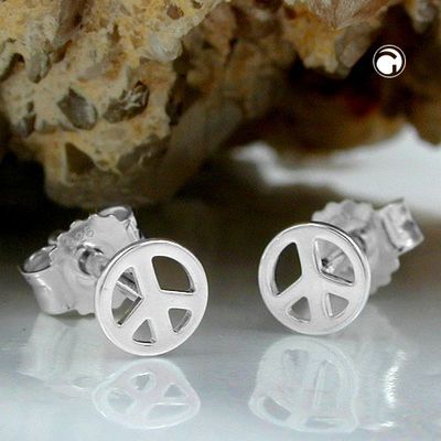 Ohrstecker Ohrring 4,5mm Peace/Friedens-Symbol Silber 925 Ohrstecker Ohrring 4,5mm Peace/Friedens-Symbol Silber 925