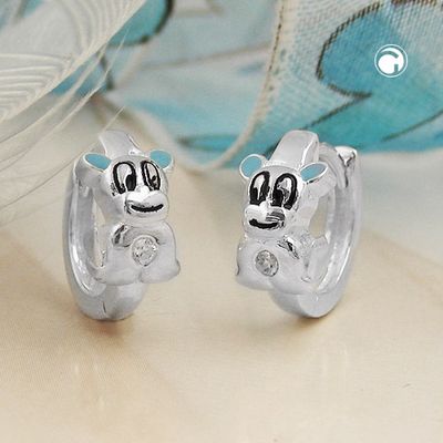 Creole 12x2mm Klappscharnier Hund hellblau lackiert mit Zirkonia Silber 925 Creole 12x2mm Klappscharnier Hund hellblau lackiert mit Zirkonia Silber 925