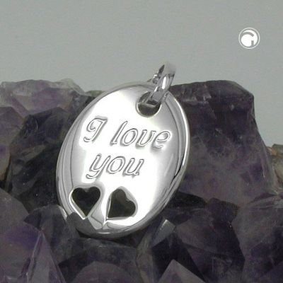 Anhänger 21x17mm mit Gravur -I love you- Silber 925 Anhänger 21x17mm mit Gravur -I love you- Silber 925