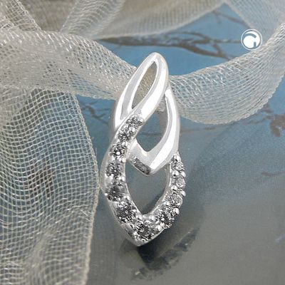 Anhänger 17x7mm mit Zirkonias Silber 925 Anhänger 17x7mm mit Zirkonias Silber 925