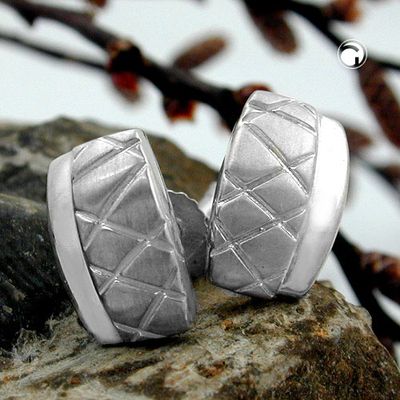 Ohrstecker Ohrring 10x6mm Viereck Waffelmuster matt-glänzend Silber 925 Ohrstecker Ohrring 10x6mm Viereck Waffelmuster matt-glänzend Silber 925
