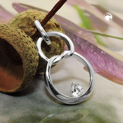 Anhänger 23x15mm Doppelkreis Acht mit Zirkonia Silber 925 Anhänger 23x15mm Doppelkreis Acht mit Zirkonia Silber 925