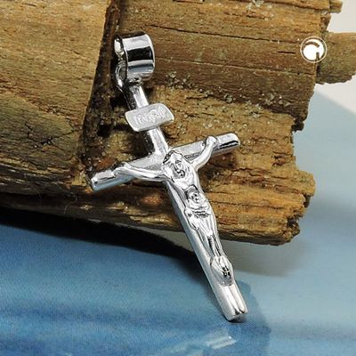 Anhänger 23x13mm Kreuz mit Jesus glänzend Silber 925 Anhänger 23x13mm Kreuz mit Jesus glänzend Silber 925