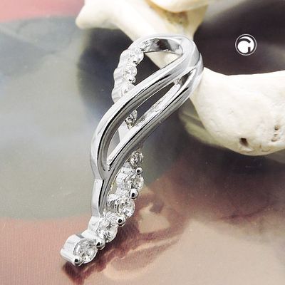 Anhänger 25x7mm mit vielen Zirkonias rhodiniert Silber 925 Anhänger 25x7mm mit vielen Zirkonias rhodiniert Silber 925