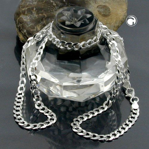 Armband, Panzer flach 19cm, Silber 925