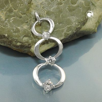 Anhänger 32x13mm 3 Ringe übereinander Zirkonias Silber 925 Anhänger 32x13mm 3 Ringe übereinander Zirkonias Silber 925