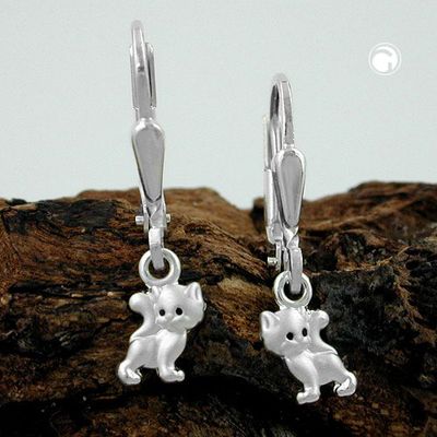 Ohrbrisur Ohrhänger Ohrringe 21x5mm Katze matt-glänzend Silber 925 Ohrbrisur Ohrhänger Ohrringe 21x5mm Katze matt-glänzend Silber 925