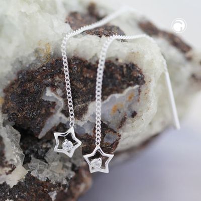 Durchzieher Ohrring Ohrhänger 57x5mm mit Zirkonia Silber 925 Durchzieher Ohrring Ohrhänger 57x5mm mit Zirkonia Silber 925