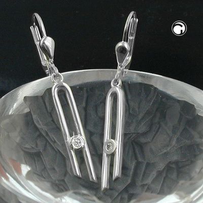 Ohrbrisur Ohrhänger Ohrringe 37x4mm mit Zirkonia schmal glänzend Silber 925 Ohrbrisur Ohrhänger Ohrringe 37x4mm mit Zirkonia schmal glänzend Silber 925