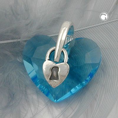 Anhänger 15x18mm Herz aus Glas mit Schloß türkisfarbig Silber 925 Anhänger 15x18mm Herz aus Glas mit Schloß türkisfarbig Silber 925