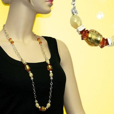 Kette, Steinperle gelb mit Ankerkette Kette, Steinperle gelb mit Ankerkette