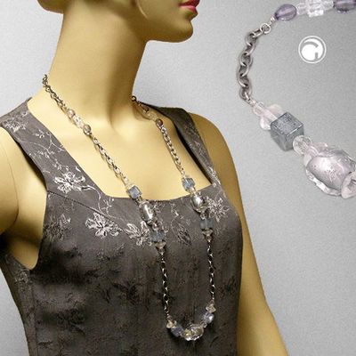 Kette, Steinperle mit Ankerkette grau Kette, Steinperle mit Ankerkette grau