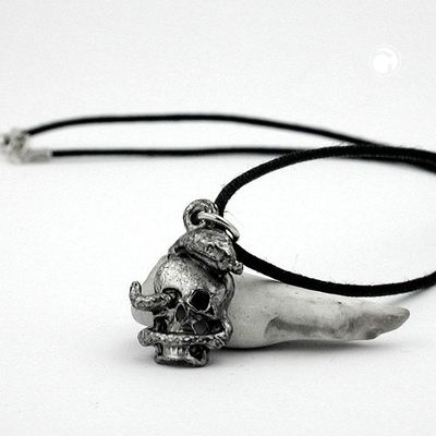 Kette 17x14mm Zinn-Anhänger Totenkopf mit Schlange 45cm Kette 17x14mm Zinn-Anhänger Totenkopf mit Schlange 45cm
