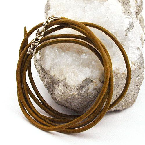 Lederband Rundschnur Rindleder 2mm olivgrün khaki gefärbt mit 1x Verschluss silberfarbig 1m