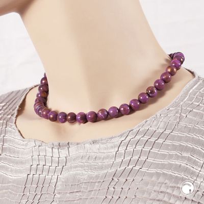 Kette 10mm Rundperle lila-marmoriert Kunststoff 40cm Kette 10mm Rundperle lila-marmoriert Kunststoff 40cm