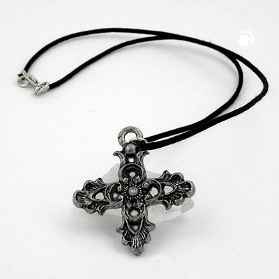 Kette 33x33mm Zinn-Anhänger Kreuz filigran 45cm Kette 33x33mm Zinn-Anhänger Kreuz filigran 45cm