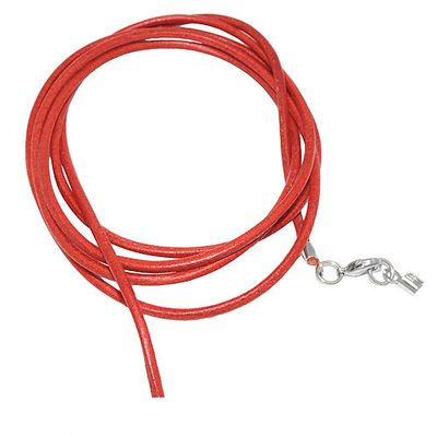 Lederband Rundschnur Rindleder 2mm orange gefärbt mit 1x Verschluss silberfarbig 1m