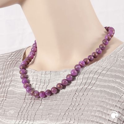Kette 10mm Rundperle lila-marmoriert Kunststoff 45cm Kette 10mm Rundperle lila-marmoriert Kunststoff 45cm