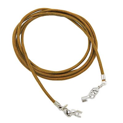 Lederband Rundschnur Rindleder 2mm olivgrün khaki gefärbt mit 2x Verschluss silberfarbig 1m