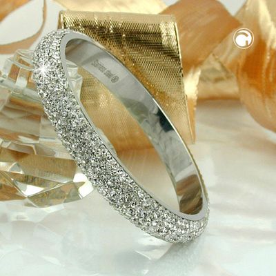 Armreif 77x10mm Metall mit 6 Reihen Glassteine weiß Armreif 77x10mm Metall mit 6 Reihen Glassteine weiß