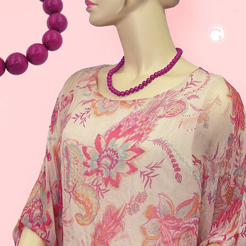 Kette 10mm Kunststoffperlen beere-violett-glänzend 50cm