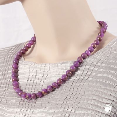 Kette 10mm Rundperle lila-marmoriert Kunststoff 55cm Kette 10mm Rundperle lila-marmoriert Kunststoff 55cm