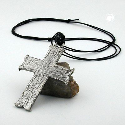 Kette 83x63mm Anhänger Zinn großes Kreuz 110cm Kette 83x63mm Anhänger Zinn großes Kreuz 110cm