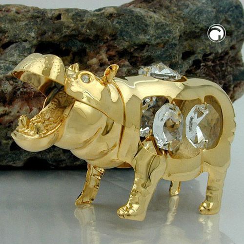 Tischdekoration Nilpferd 80mm mit Glas-Steinen Tischdekoration Nilpferd 80mm mit Glas-Steinen
