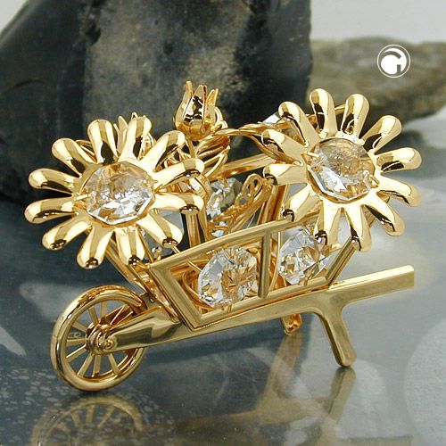 Tischdekoration Blumenschubkarre 67x83mm mit Glas-Steinen Tischdekoration Blumenschubkarre 67x83mm mit Glas-Steinen