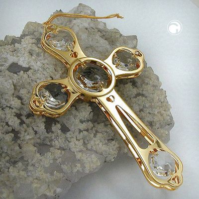 Hängedekoration 122x70x10mm Kreuz mit Glas-Steinen Hängedekoration 122x70x10mm Kreuz mit Glas-Steinen
