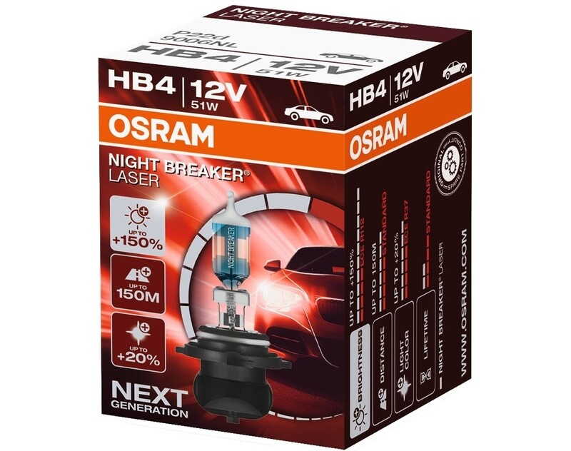 OSRAM Autolampe HB4 Night Breaker Laser, 9006NL