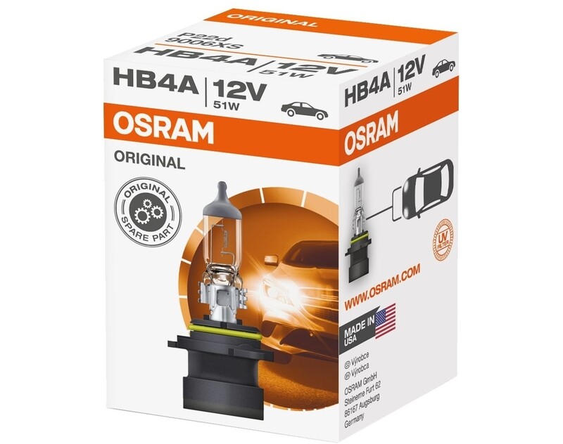 OSRAM Autolampe HB4, 9006, 12 V 51 W, P22D, Blister
