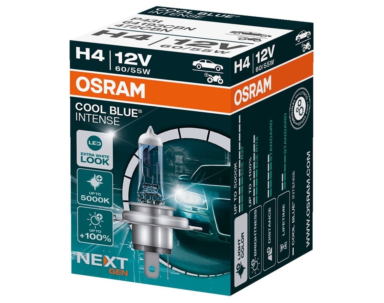 OSRAM Autolampe H4 Cool Blue Intense, 12 V